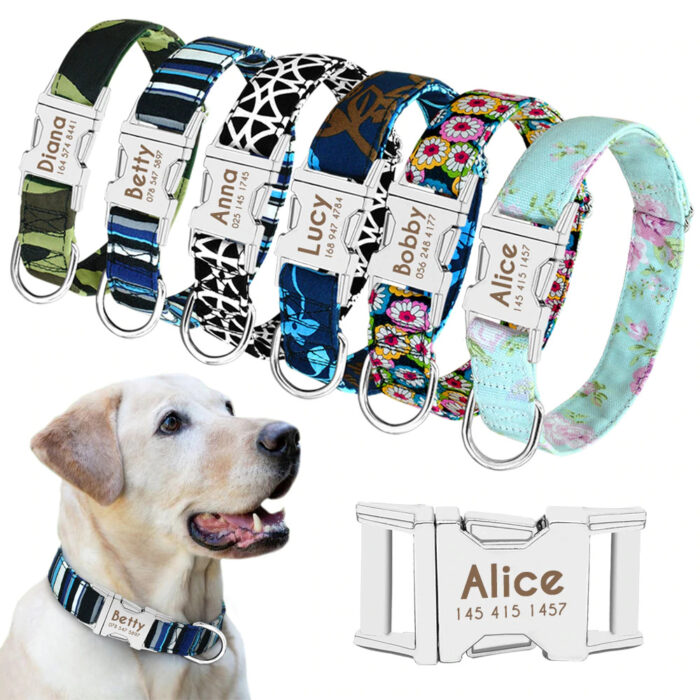 Collar de perro personalizado de nailon para mascotas