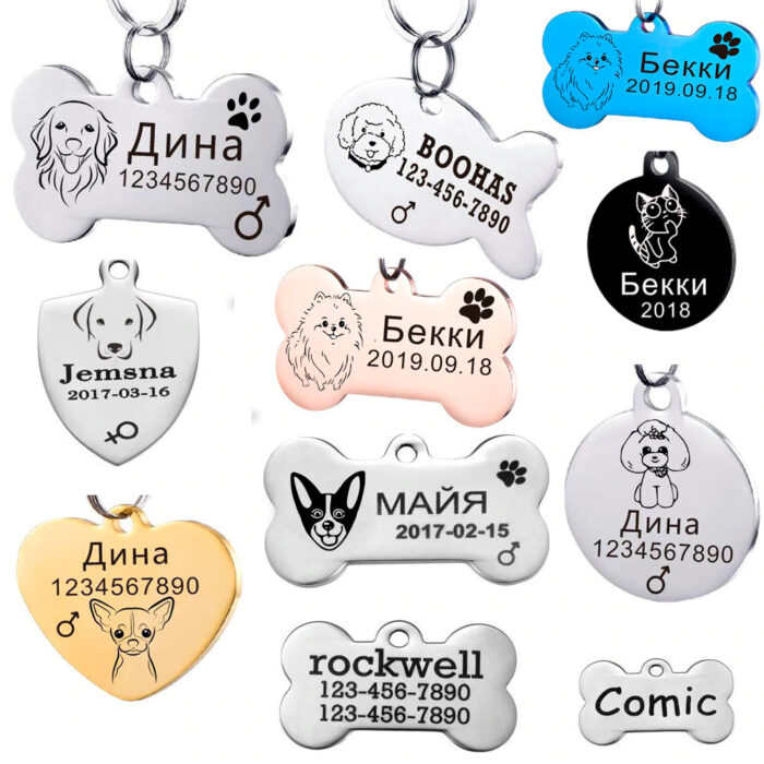 Etiqueta de identificación para mascotas de acero inoxidable personalizada